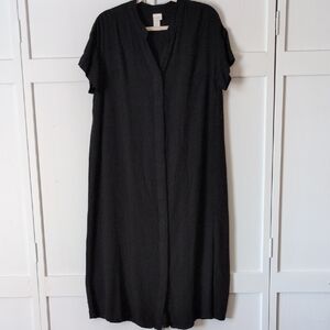 H&M Black Sheath Button- down Midi Dress Size 4
